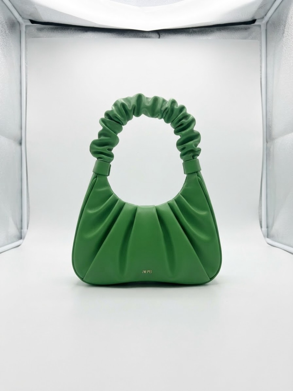 JW PEI Gabbi Green Ruched Hobo Shoulder Bag Scrunchie Handle Vegan Leather